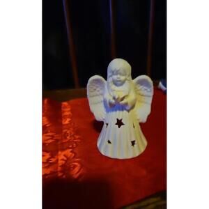 White Angel Figurine with Star Cutouts
